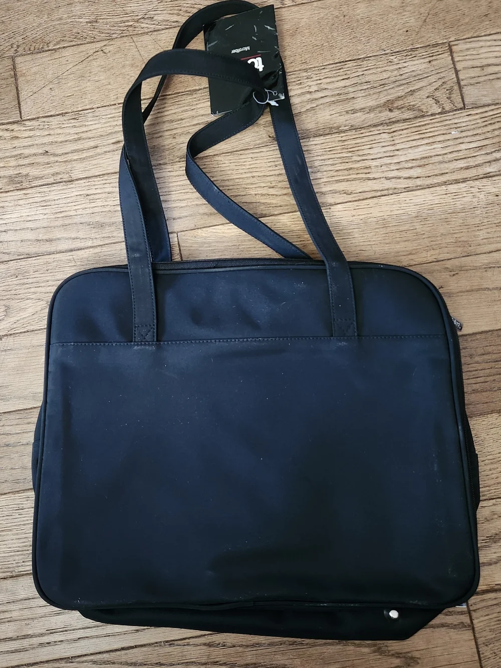 totes Black Nylon Laptop Tote with Front Zip Pocket